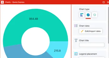A screenshot of the Quota Express app showing a chart of file size data