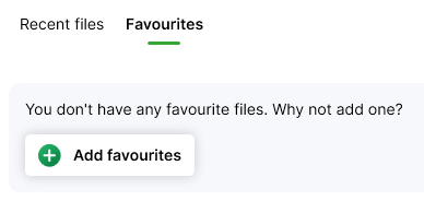 The 'Favourites' tab showing the option to add favourites