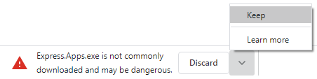 Chrome warning message